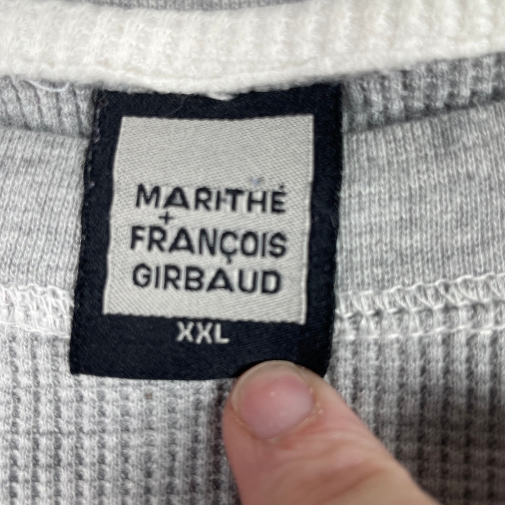 Marithe Francois Girbaud Thermal Shirt Mens XXL Gray Waffle Knit Long Sleeve NYC - Picture 4 of 10